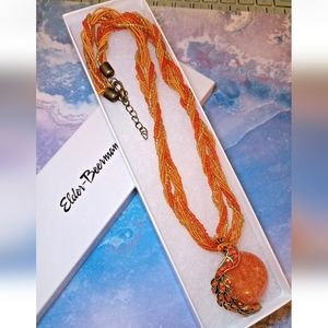 New Beautiful peacock orange and yellow necklace.  Other colors available